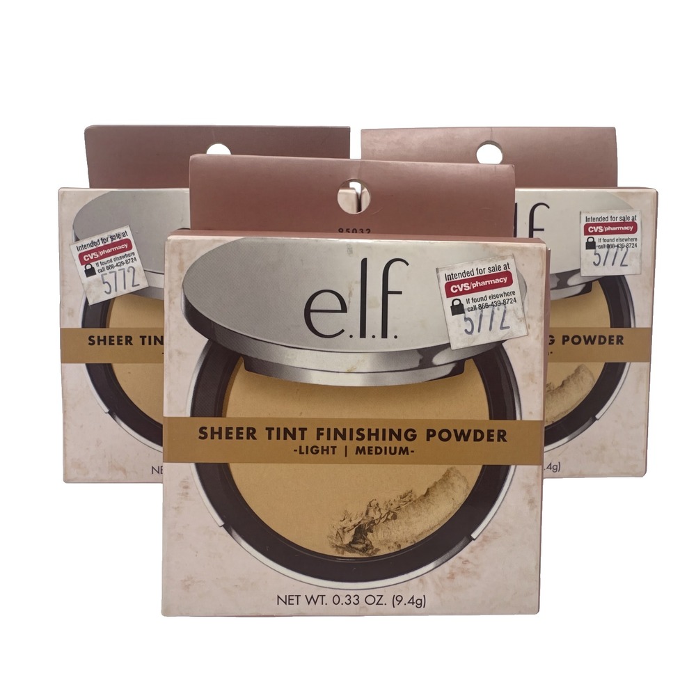 3 Pack E.l.f. Sheer Tint Finishing Setting Powder Light/Medium 0.33 oz. Elf